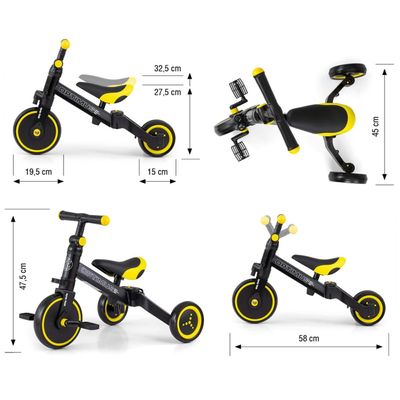 Vélo 3 En 1 Milly Mally Optimus - Draisienne Et Tricycle évolutif Pour Enfants Dès 1 An - Gris