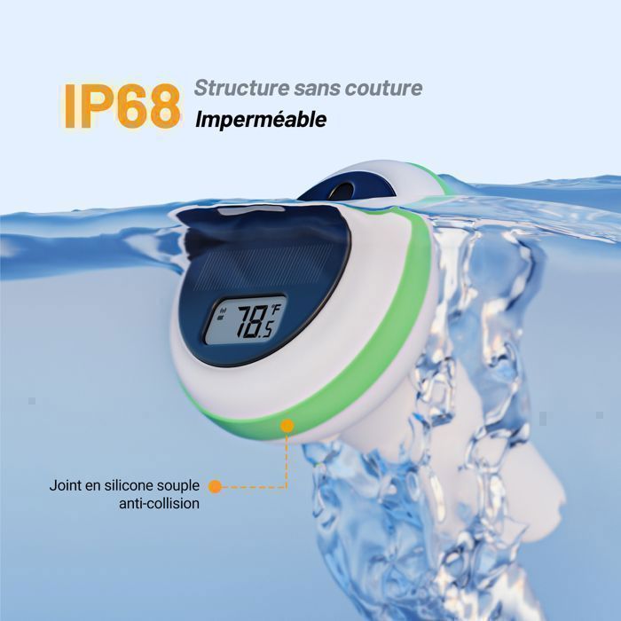 Thermomètre De Piscine Numérique Flottant Sans Fil - Portée 60m, étanche IP68, Avec écran LCD Intérieur
