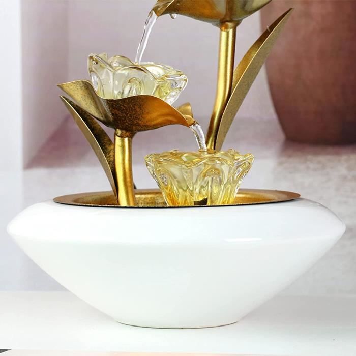 Fontaine De Jardin BK853 Motif Feuilles D'automne - Avec éclairage LED - 36x32x26cm - Pompe 250L/h - Intérieur/extérieur