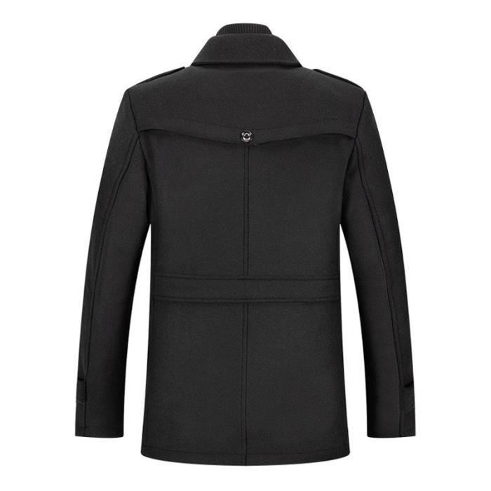 Manteau Homme en Laine Automne Hiver chaud,Trench Coat Classique Epais  Caban Slim Fit Élégant Business pour Hommes-Bleu