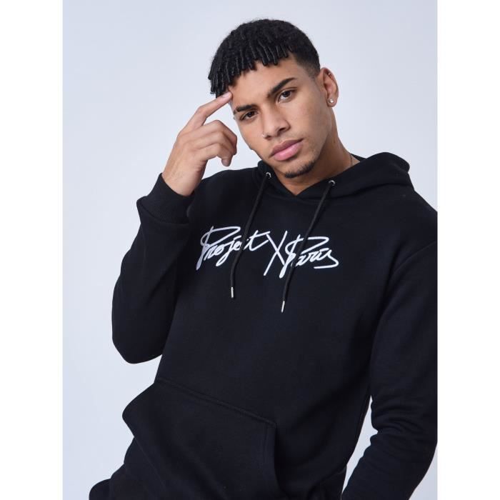 PROJECT X PARIS Hoodie basic full logo broderie Homme Noir
