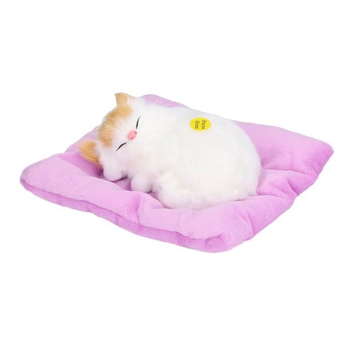 Peluche chat réaliste qui respire - Jouet chat endormi avec coussin -  Cadeau spécial - Cdiscount