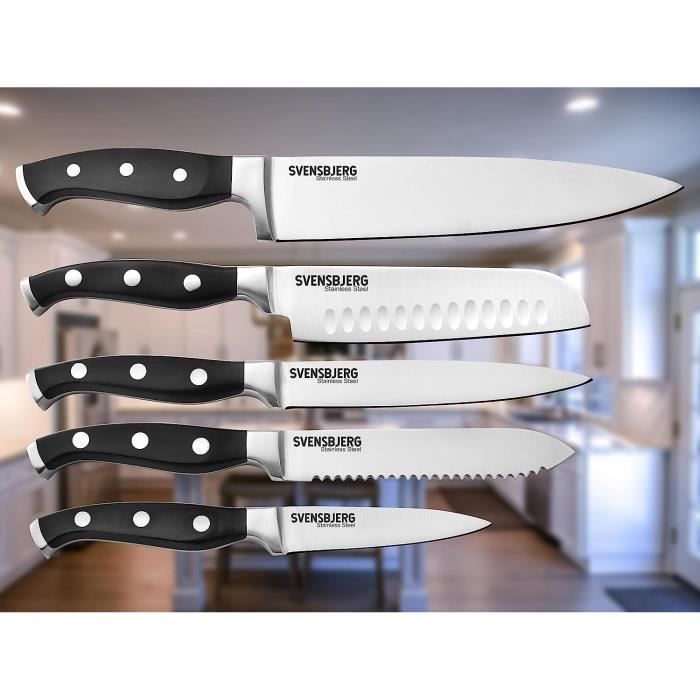 Svensbjerg Couteaux de Cuisine, Set de couteaux de cuisine, Set Couteaux  Cuisine Professionnel, Cuisine, fruits, légumes, viande