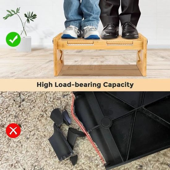 Repose-pieds Ergonomique En Bambou - 5 Hauteurs Réglables - Avec Picots Massage - Pour Bureau Et Maison, Soulage Dos Et Jambes
