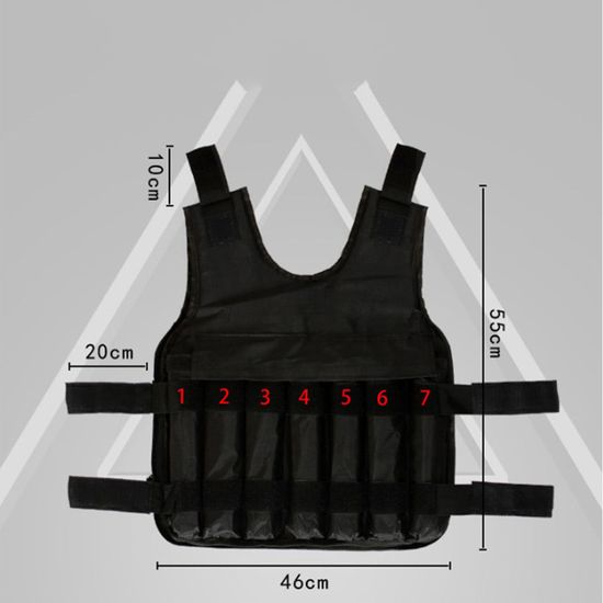 équipement Fitness Renforcement Gilet Lesté Exercice 50 Kg - Tissu Oxford Robuste - 12 Poches - Poids Ajustable - Musculation Et Cardio Veste Poids Entraînement Force