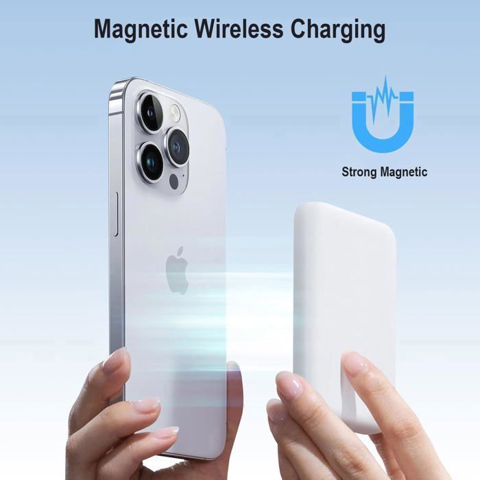 Batterie Externe Magnétique Apple MagSafe 5000mAh - Charge Sans Fil - Blanche