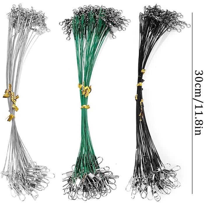 Lot De 50 Bas De Ligne En Acier Inoxydable Avec Mousqueton Pivotant - 5 Tailles De 10 à 30 Cm - Anti-morsure Pour Pêche En Eau Douce Et Salée