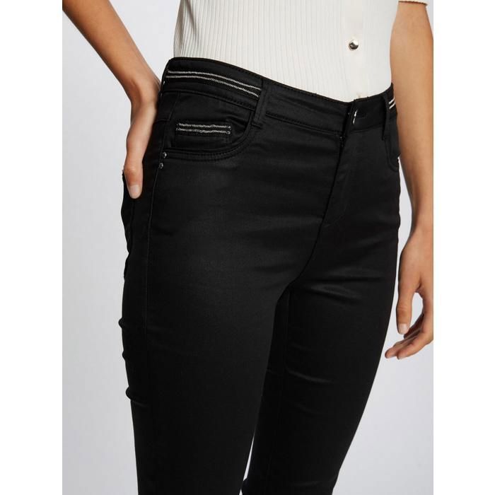 Pantalon Slim Enduit Morgan - Coupe Adjustée, Fermeture Zip, Poches Pratiques, Style Urbain