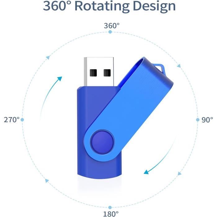 Lot 10 Clés USB 8 Go FEBNISCTE - Pivotantes Couleur Mixte - Cordon Inclus - USB 2.0 - Stockage Données