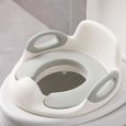 Réducteur WC de toilette Bébé - XMTECH - Siège avec Coussin Poignée Dossier - Blanc et Gris-0
