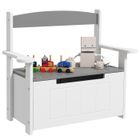 Coffre à jouets pour enfants 2 en 1 - AIYAPLAY - banc avec dossier et accoudoirs - vérin pneumatique 68,5L x 34l x 58H cm - gris