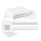 PIZUNA 100% Coton Parure de lit 2 Personne 140x200 Blanc, Satin de Coton Mercerisé 400 fils 1 drap housse, 1 drap plat, 2 taies d'oreiller