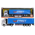 LWOWUT Modèle de camion porte-conteneurs 1:48 en alliage - Jouet de camion porte-conteneurs bleu