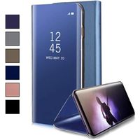 Étui pour Huawei P20 Lite Coque Format Livre, à l'aspect métallique, Effet Miroir, Transparent, Station Debout | Couleur Bleu