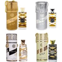 Lot de 4 Parfum Oud Mood 100 ML de Lattafa Parfum Unisex, Notes: Musc blanc, Cassis, Bergamote, Pommes, Florales