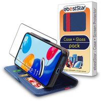 ebestStar ® pour Xiaomi Redmi Note 11, 11S - Etui Portefeuille PU Cuir + Film protection écran en VERRE Trempé, Bleu Foncé - Rouge