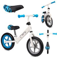 MoMi FLEET - Velo Bebe Draisienne - réglage de la hauteur, sans pedales - 12" roues - style sportif – Beige/bleu