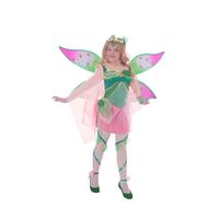 Déguisement Flora enfant Winx Club - Vert - Robe, ailes, bandeau et laçages pour les jambes - 4 à 6 ans