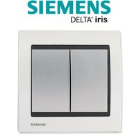 Siemens - Double Va et Vient Silver Delta Iris + Plaque Métal Blanc