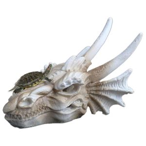 Statue Crâne De Dragon En Résine - Décor Gothique Pour Jardin, Aquarium, Maison Ou Bureau (14x8x7,5 Cm)