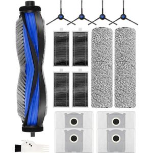 Lot De 18 Accessoires Pour ECOVACS DEEBOT X8 PRO Omni/X8 Omni, 1 Brosse Principale En Caoutchouc, 4 Filtres, 2 Rouleaux De Nettoyage, 6 Brosses Latérales, 4 Sacs D'aspirateur, 1 Brosse De Nettoyage