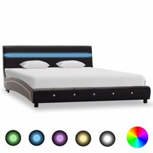 STRUCTURE DE LIT Cadre de lit adulte avec LED Noir Similicuir 160 x