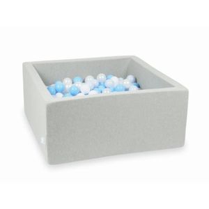 PISCINE À BALLES Mimii - Piscine À Balles (gris clair) 90X90X40cm-400 Balles (blanc, perle, cyan clair, perle bleu clair)