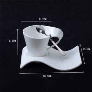 tasses /à expresso avec cuill/ère et soucoupe Lot de 4 tasses /à caf/é Jasni en acier inoxydable cadeau pour les amateurs de caf/é et de th/é.