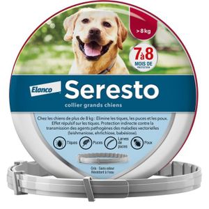 Seresto Chien Collier Anti-Puces et Anti-Tiques +8kg 1 unité - Cdiscount