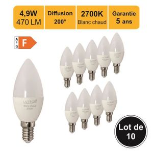AMPOULE - LED Lot de 10 ampoules LED E14 6W (equiv. 45W) 470Lm 2700K - garantie 5 ans