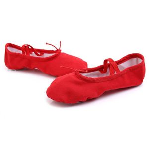 BALLERINE Chaussures De Ballet Pointe Yoga Point Dance Fitness Gymnastics Soft Sole Canvas Dance Shoes Rouge
