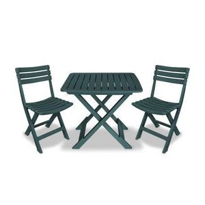Ensemble table et chaise de jardin bistro pliable 3 pcs Plastique Vert  59642