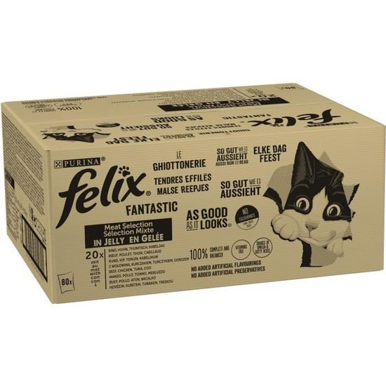 FELIX Tendres Effilés en Gelée Sélection Mixte - 80 x 85g - Sachets  fraîcheur pour chat - Cdiscount