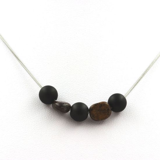 Collier Sélénite 5 Perles 8mm - Chaîne Inox - Bijoux Femme A Bijoux