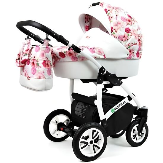 Poussette Combinée Trio landau siège Auto Tropic by SaintBaby Hibiscus 3en1 avec siège bébé