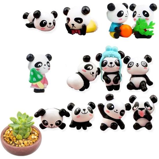 8 Figurines Pandas Miniatures - Déco Gâteau, Jardin, Collection - PVC