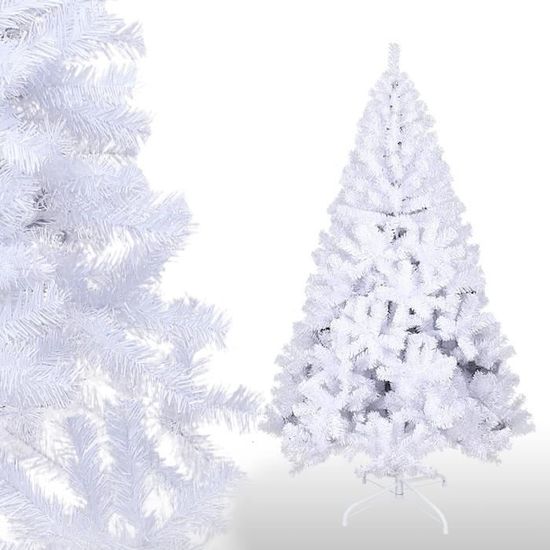 Sapin De Noël Artificiel Blanc 120 Cm - Branches Pleines, Support Métal, Facile à Assembler Et Ranger