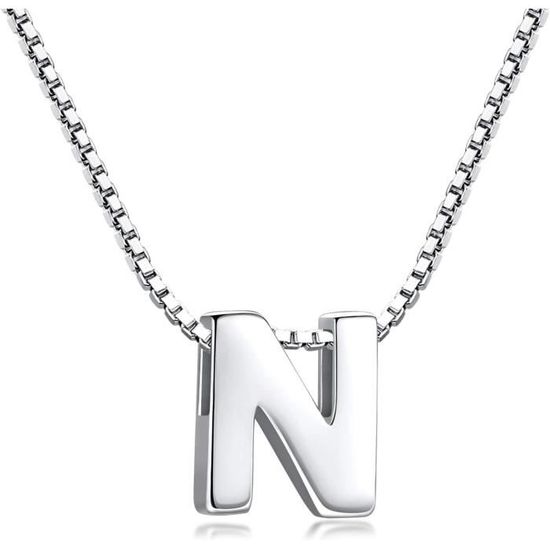Collier Initiale F En Argent 925 Plaqué Or - Longueur 18 Pouces (45 Cm) - Pendentif Personnalisé - Neuf