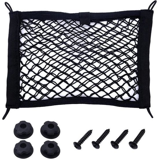 Filet De Rangement Coffre Voiture 2 Pièces (20x8cm) - Filet élastique Avec Adhésif 3M Universel Pour Voiture, Camion, Maison