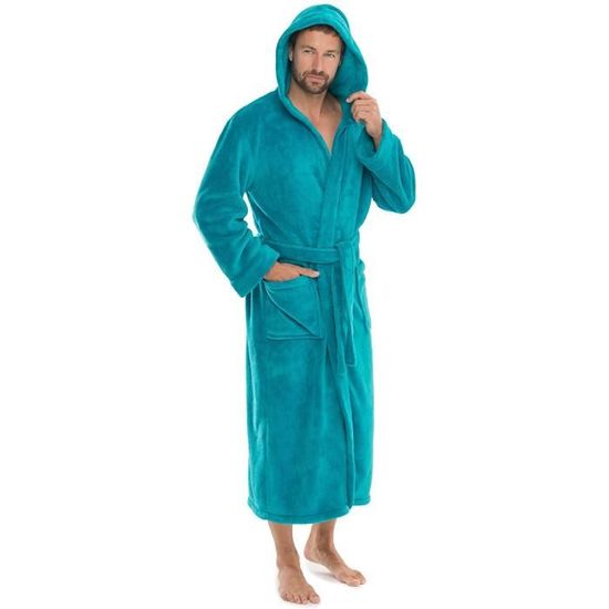 Florida Peignoir De Bain Capuche De Couleur Unie Longue Poches