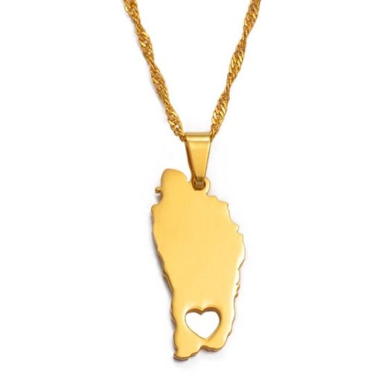 Bodmind Collier Carte Pendentif Île De Corse - Bijou Hip Hop Tendance Homme Femme - Cadeau Mode