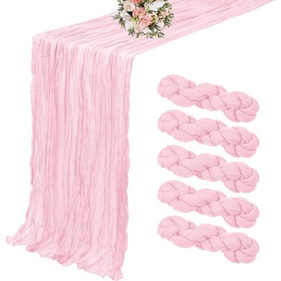 Sourcing Map Lot De 2 Chemins De Table En Étamine Rose Vif 3m - Décoration Romantique Mariage Et Fête