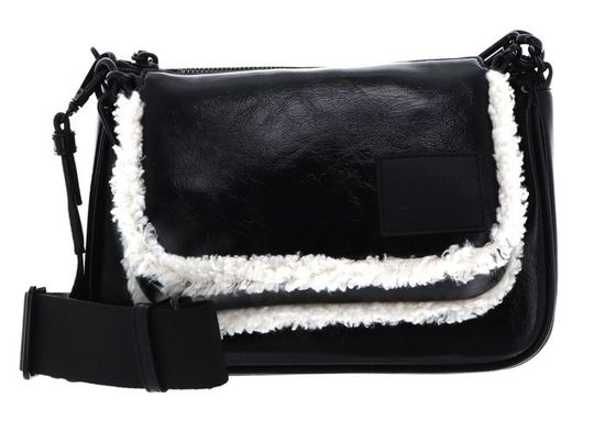 Sac Bandoulière Et Porté épaule DKNY Lexi Double Demi Crossbody - Noir Texturé, Avec Logo, Neuf Avec étiquettes