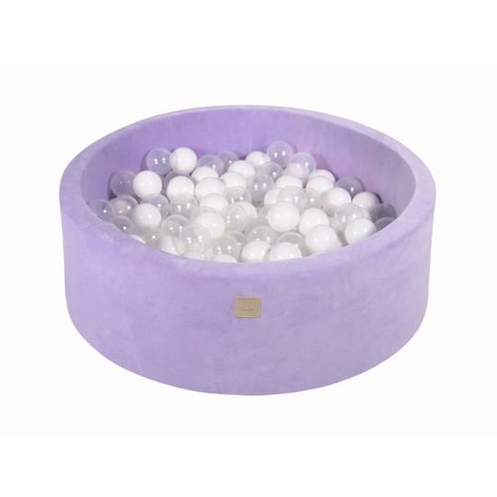 MEOWBABY Piscine à Balles 90x30 Cm Avec 200 Balles Ø 7 Cm – Gris Clair, Argent, Bleu Bébé, Perle Et Transparent – Dès 1 An