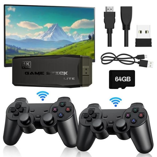 Console Rétro 4K Avec Plus De 10 000 Jeux, 2 Manettes Sans Fil 2,4G, Plug And Play HDMI, Idéale Pour Enfants