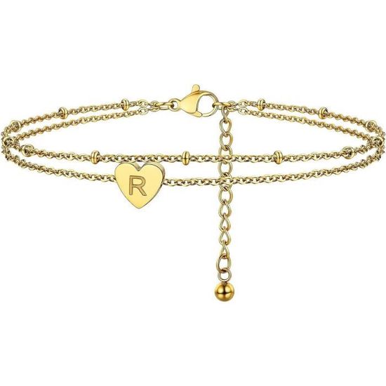 Bracelet Chaîne De Cheville Réglable Pour Femme - Acier Plaqué Or, Avec Breloque Pieds, Neuf Avec étiquettes