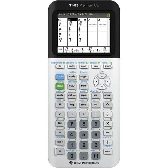 Calculatrice Texas Instruments Ti-83 Premium CE – Blanche – Bon État – Bac/Brevet