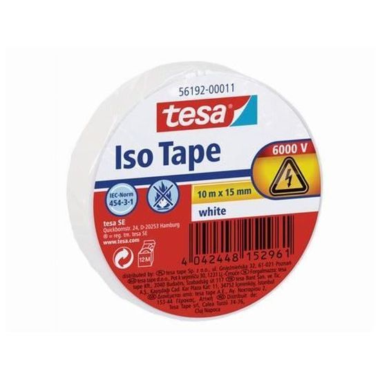 TESA Ruban adhésif isolant - ISO TAPE - 15 mm x 10 m - Blanc (Fixation et  emballage)