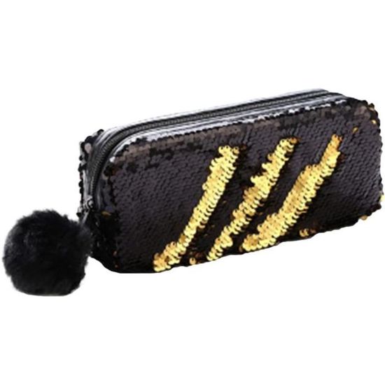 Trousse Scolaire 3 Compartiments Avec 44 Fournitures - Design Angel Stitch Et Paillettes Réversibles