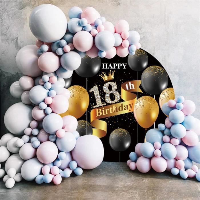 Toile de fond de joyeux anniversaire de ballons de paillettes d'or noir